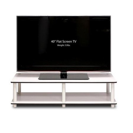 FURINNO Furinno Just No Tools Wide TV Stand; White Finish with White Tube - 10.9 x 41.3 x 15.6 in. 11175WH(EX)/WH